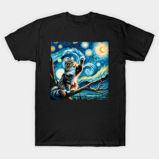 Epic Starry Night Cat Inspired Tee Galactic Glamour T-Shirt